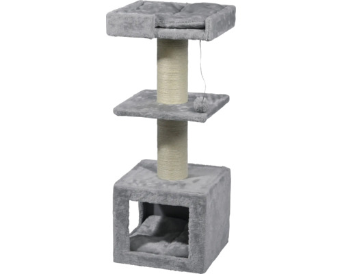 Kratzbaum dobar Premium Kratzbaum "Easy" Holz, Sisal, Polyester Grau 37 x 93 x 37 cm Katzenkratzbaum mit Liegeflächen, Kratzsäulen und Spielzeug