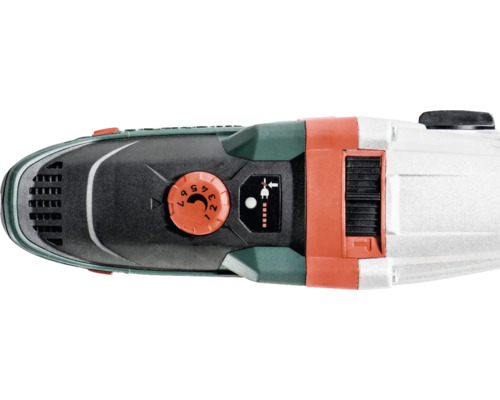 Oberansicht einer Bohrmaschine mit Geschwindigkeitsregler und Netzkabelanzeige