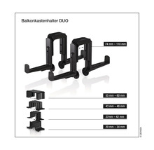 Balkonkastenhalter DUO mit Größenangaben