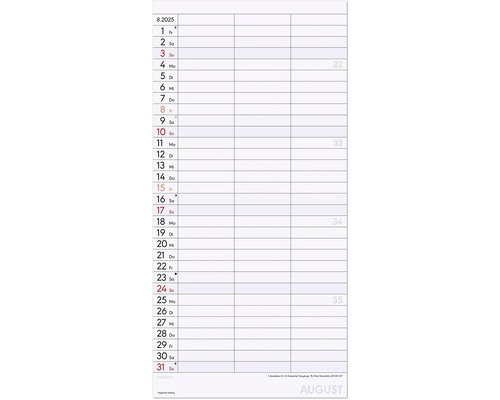 Kalenderblatt für August 2025