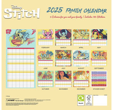 Disney Stitch Familienkalender 2025 mit sechs Spalten und 180 Stickern