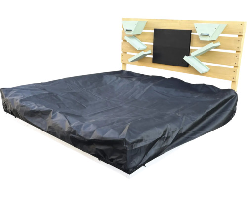 Sandkasten mit Schutzhülle, Spielzeug und Maltafel