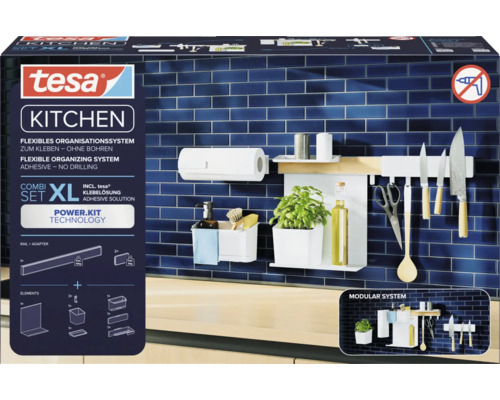 Tesa Kitchen Organisationssystem zum Kleben ohne Bohren