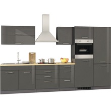 Held Möbel Küchenzeile mit Geräten Mailand 350 cm Frontfarbe grau hochglanz Korpusfarbe graphit zerlegt-thumb-4