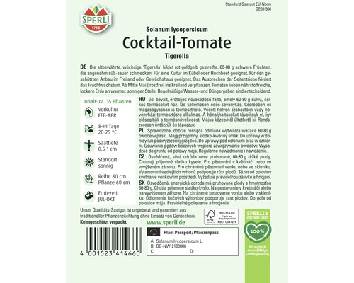 Samenpackung Cocktailtomate Tigerella von Sperli