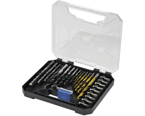 Bohrer und Bit Set in transparenter Aufbewahrungsbox