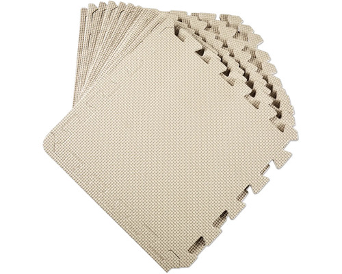Puzzlematten 12-tlg. beige 32,5x32,5 cm inkl. Seitenrändern Mehrere ineinandergreifende Schaumstoffmatten für Bodenbelag