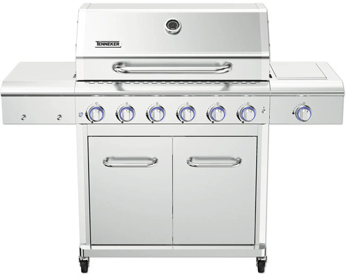 Tenneker® Gasgrill Silverstar TG-6 85 x 133,8 x 56,6 cm 4-Brenner + Seitenbrenner, gusseiserner Rost, edelstahl