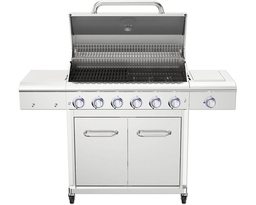 Grill mit offenem Deckel und Bedienknöpfen