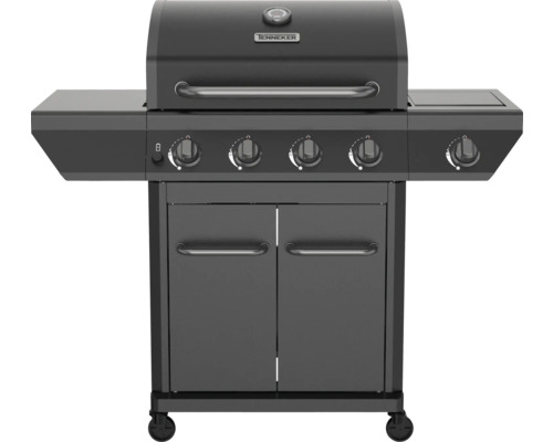 Tenneker® Gasgrill Graphite Dual 85 x 133,8 x 56,2 cm 4-Brenner + Seitenbrenner, gusseiserner Rost, edelstahl