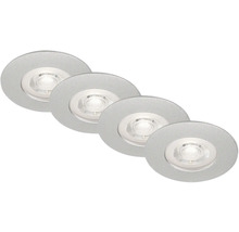 Vier runde LED Einbaustrahler aus Metall
