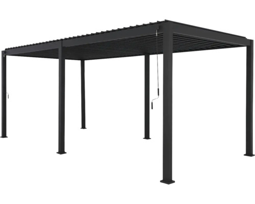 Pergola 3x6 Lamellendach 11 x 11 cm Pfosten 600 x 300 cm anthrazit Freistehende Pergola aus Metall mit Lamellendach