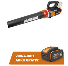Worx Akku Laubbläser mit 20 Volt und 4.0 Amperestunden Akku