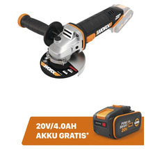 Akkubetriebener Winkelschleifer von Worx mit Akku
