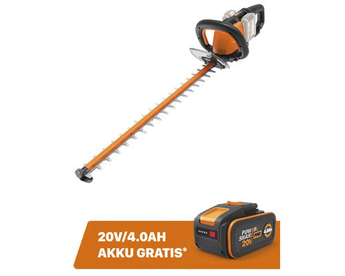 Akku-Heckenschere WORX 40V (2 x 20V) 60cm WG284E.9 + GRATIS Zugabeartikel 20V Akku WA3644 (4,0Ah)