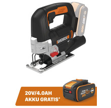Akkubetriebene Stichsäge von Worx mit einem kostenlosen 20 Volt Akku