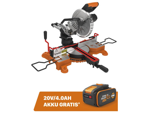 Akku-Zug-,Kapp-, und Gehrungssäge WORX Nitro 20V 216mm WX845.9, Brushless Motor + GRATIS Zugabeartikel 20V Akku WA3644 (4,0Ah)