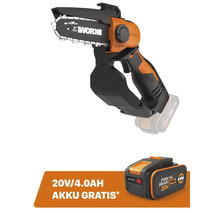 Worx Akku-Kettensäge mit einem 20 Volt 4.0 Amperestunden Akku