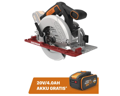 Akku-Handkreissäge Worx WX530 20V inkl. 165x16mm Ø + GRATIS Zugabeartikel 20V Akku WA3644 (4,0Ah)