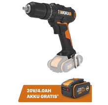 Worx Akku-Bohrschrauber mit 20 Volt Akku und einem zusätzlichen 20 Volt 4.0 Ah Akku gratis