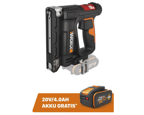 Akku-Nagler und Tacker WORX 20V Nailforce WX843.9 + GRATIS Zugabeartikel 20V Akku WA3644 (4,0Ah)