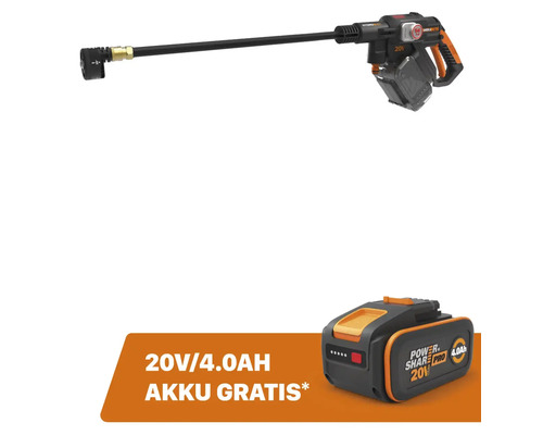 Akku-Druckreiniger WORX Nitro 20V Hydroshot 56 bar WG633E.9, Brushless Motor + GRATIS Zugabeartikel 20V Akku WA3644 (4,0Ah)