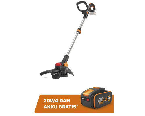 Akku-Rasentrimmer WORX Nitro 20V 33cm WG173E.9, Brushless Motor + GRATIS Zugabeartikel 20V Akku WA3644 (4,0Ah)