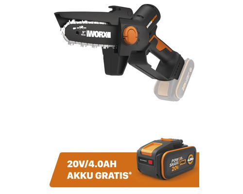 Akku Astsäge/Minikettensäge/Gehölzschneider WORX NITRO WG325E.9 20V + GRATIS Zugabeartikel 20V Akku WA3644 (4,0Ah)