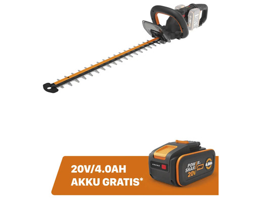 Akku Heckenschere WORX NITRO WG286E.9 20V + GRATIS Zugabeartikel 20V Akku WA3644 (4,0Ah)