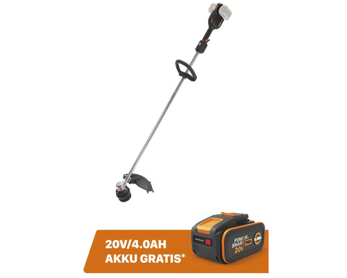 Akku-Rasentrimmer WORX Nitro 40V (2 x 20V) 38cm WG185E.9, Brushless Motor + GRATIS Zugabeartikel 20V Akku WA3644 (4,0Ah)