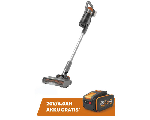 Akku-Staubsauger WORX 20V WX038.9 + GRATIS Zugabeartikel 20V Akku WA3644 (4,0Ah)