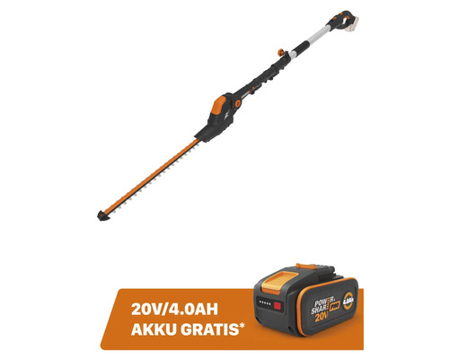 Akku-Teleskop-Heckenschere WORX 20V 45cm WG252E.9 + GRATIS Zugabeartikel 20V Akku WA3644 (4,0Ah)