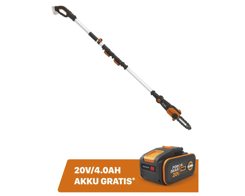 Akku-Teleskop-Hochentaster WORX 20V 20cm WG349E.9 + GRATIS Zugabeartikel 20V Akku WA3644 (4,0Ah)