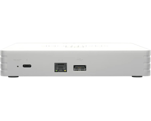 Rückansicht eines Smart Home Gateways mit Ethernet und USB Anschlüssen