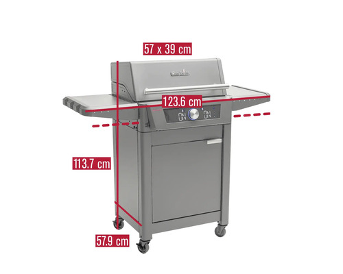 Char-Broil Gasgrill mit den Maßen 57,9 x 123,6 x 113,7 x 57 x 39 Zentimeter