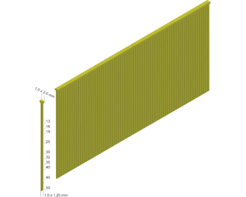 Streifennägel mit den Maßen 1,0 x 2,0 mm und 1,0 x 1,25 mm