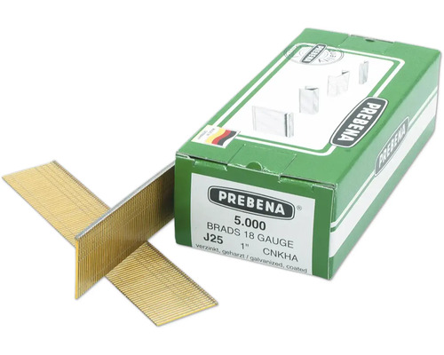 Stauchkopfnägel Prebena Type J25CNKHA 5.000 St. Prebena Brads 18 Gauge, verzinkt und geharzt, 5000 Stück mit Verpackung