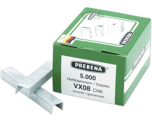 Heftklammern Prebena Type VX08CST 5.000 St. Prebena Heftklammern, 5000 Stück, verzinkt in grüner Verpackung