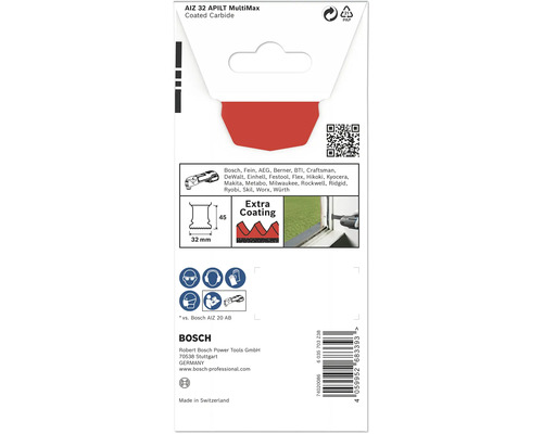 Verpackung einer Bosch AIZ 32 APILT MultiMax beschichteten Hartmetall Sägeblatt