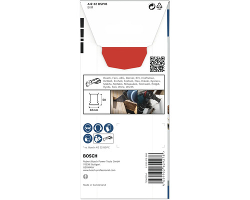 Verpackung eines Bosch AIZ 32 BSPIB BIM Sägeblatts