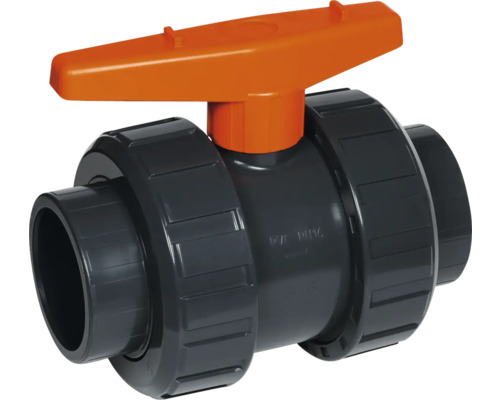 PVC-Kugelhahn mit orangefarbenem Griff