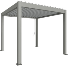 Pergola Biohort 3x3 inkl. beweglichen, isolierten Lamellendach für geringere Geräuschentwicklung und Wärmeabstrahlung 312 x 312 cm quarzgrau-metallic/silber