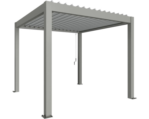 Pergola Biohort 3x3 inkl. beweglichen, isolierten Lamellendach für geringere Geräuschentwicklung und Wärmeabstrahlung 312 x 312 cm quarzgrau-metallic/silber