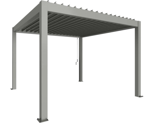 Pergola Biohort 3,5x3,5 inkl. beweglichen, isolierten Lamellendach für geringere Geräuschentwicklung und Wärmeabstrahlung 367,5 x 367,5 cm quarzgrau-metallic