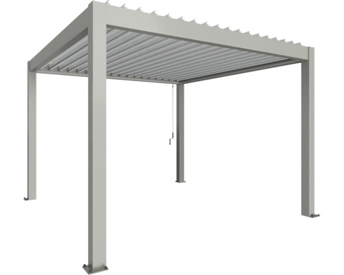 Pergola Biohort 3,5x3,5 inkl. beweglichen, isolierten Lamellendach für geringere Geräuschentwicklung und Wärmeabstrahlung 367,5 x 367,5 cm quarzgrau-metallic/silber