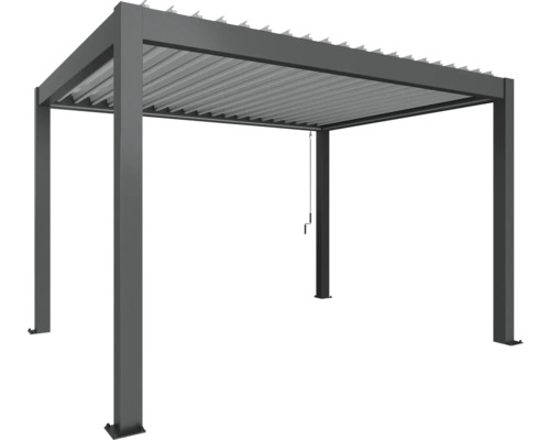 Pergola Biohort 4x3 inkl. beweglichen, isolierten Lamellendach für geringere Geräuschentwicklung und Wärmeabstrahlung 404,5 x 312 cm dunkelgrau-metallic/silber