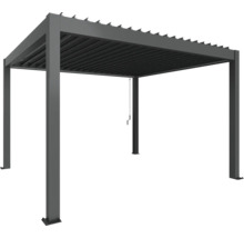 Freistehende graue Pergola mit Lamellendach