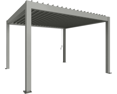 Pergola Biohort 4x3,5 inkl. beweglichen, isolierten Lamellendach für geringere Geräuschentwicklung und Wärmeabstrahlung 404,5 x 367,5 cm quarzgrau-metallic