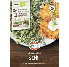 Sperli Microgreen Pads Senf auf einem Teller mit Rösti und Kräutern