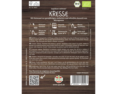 Samenpackung Gartenkresse mit Anzuchtanleitung